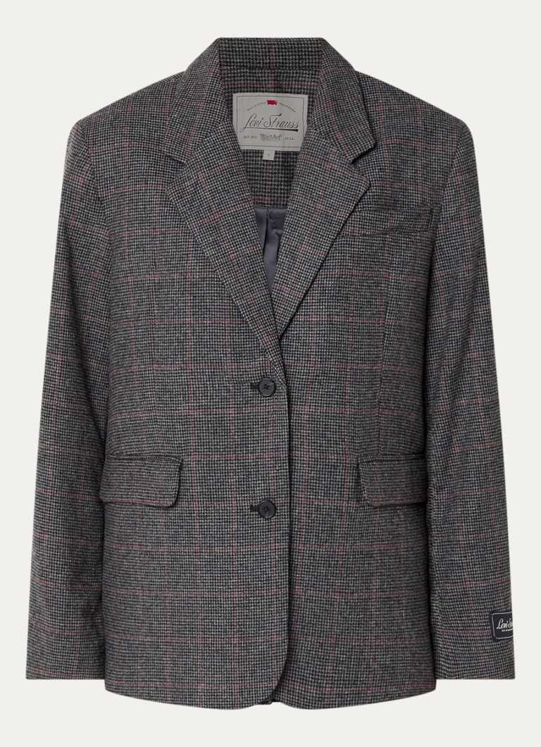 Levi's Dames Luna blazer in wolblend met ruitdessin in de kleur Donkergrijs