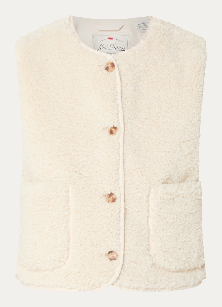 Levi's Dames Rema gilet van teddy met opgestikte zakken in de kleur Beige