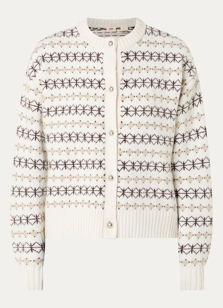 Levi's Dames Charlotte fijngebreid vest in wolblend met ingebreid patroon in de kleur Beige