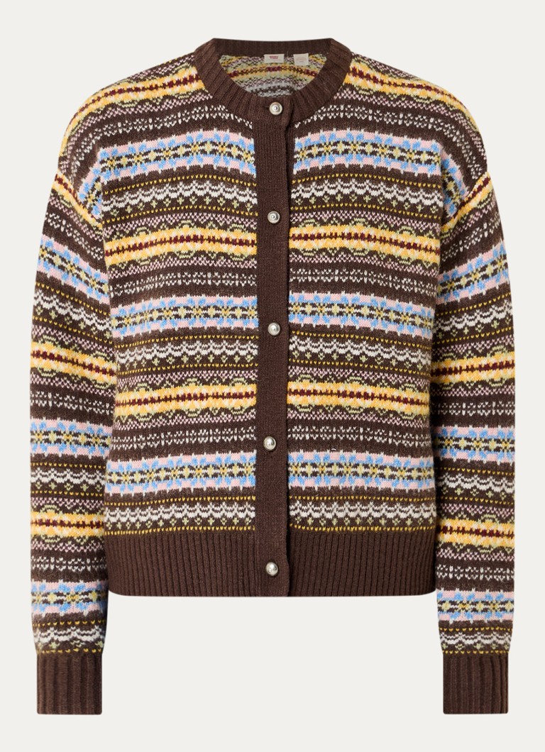 Levi's Dames Charlotte fijngebreid vest in wolblend met ingebreid patroon in de kleur Bruin