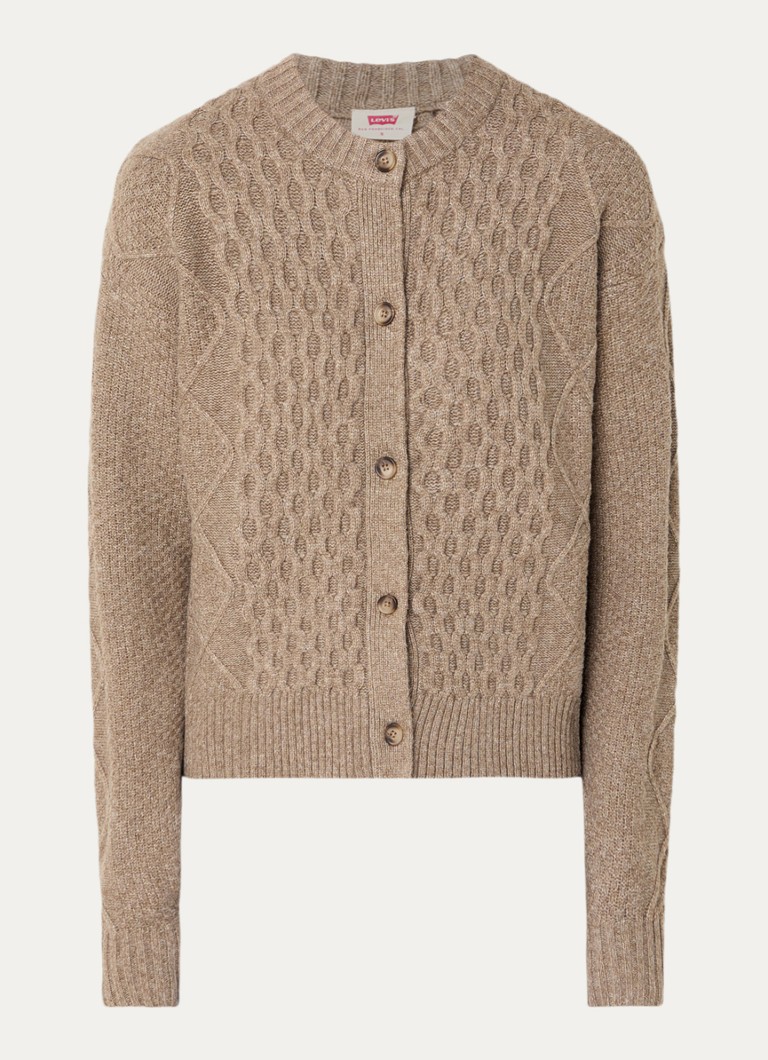 Levi's Dames Charlotte kabelgebreid vest in wolblend in de kleur Beige