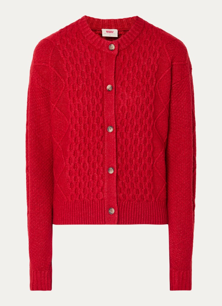 Levi's Dames Kabelgebreid vest in wolblend in de kleur Rood