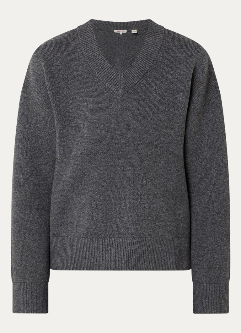 Levi's Dames Fijngebreide trui met V-hals in de kleur Donkergrijs