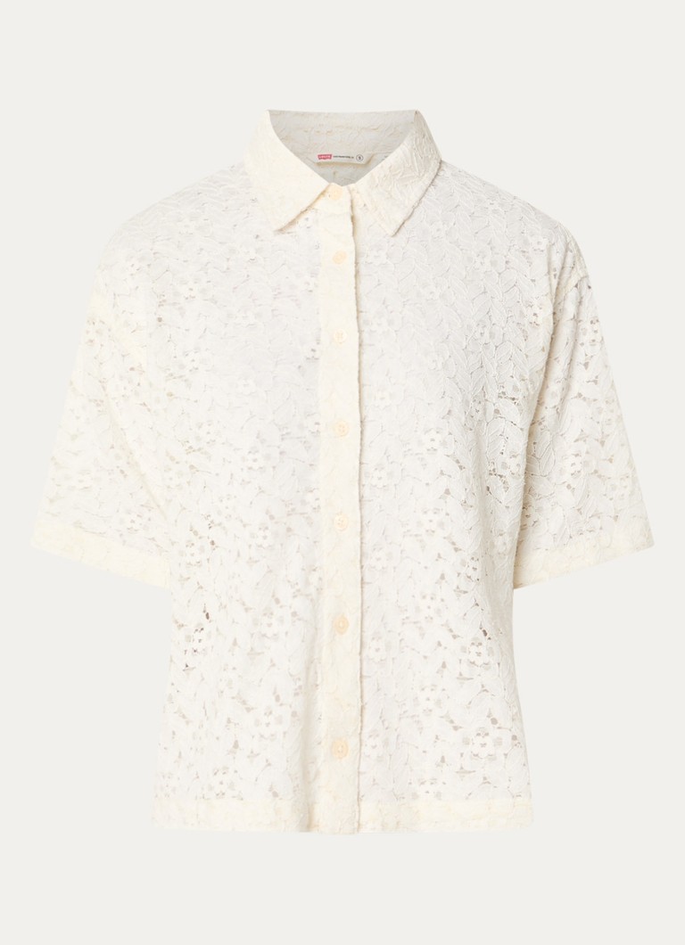 Levi's Dames Harlie semi-transparante blouse van kant in de kleur Creme