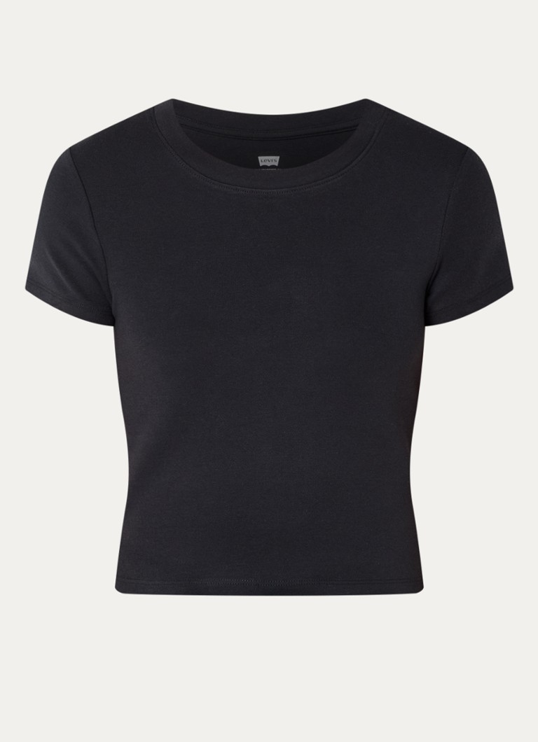Levi's Dames Essential cropped T-shirt met ronde hals in de kleur Zwart