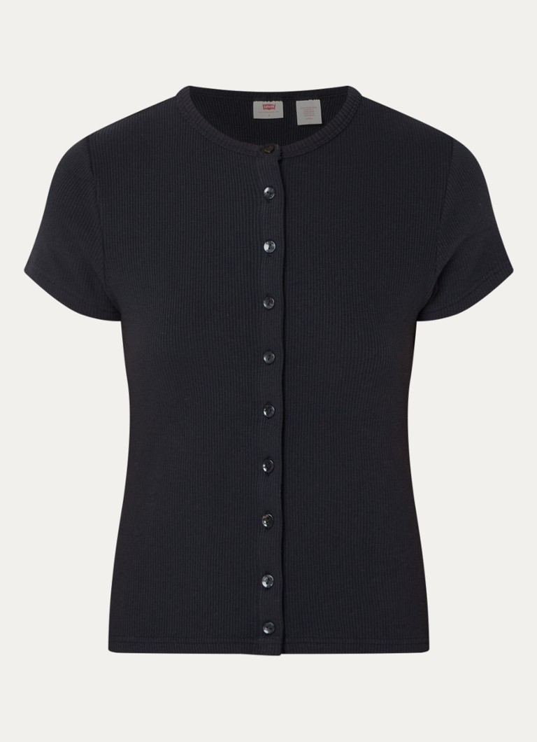 Levi's Dames Rory T-shirt met structuur in de kleur Zwart
