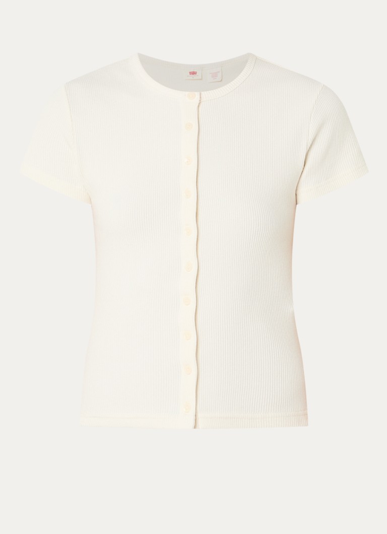 Levi's Dames Rory top met ribstructuur in de kleur Gebroken wit