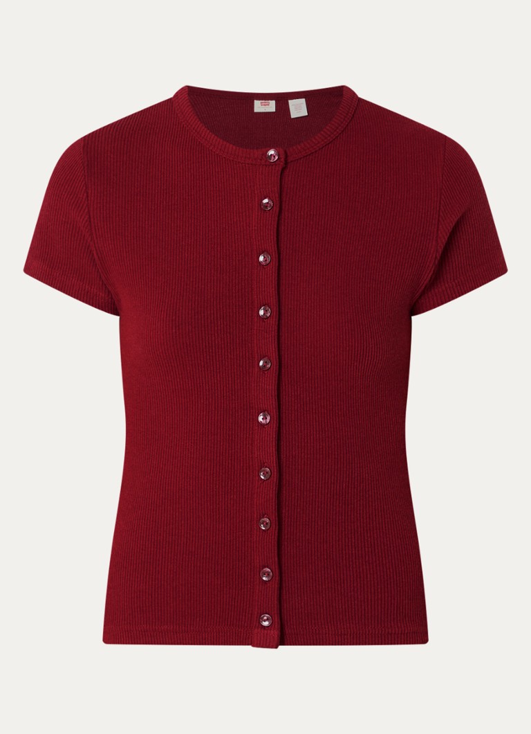 Levi's Dames Rory top met ribstructuur in de kleur Steenrood
