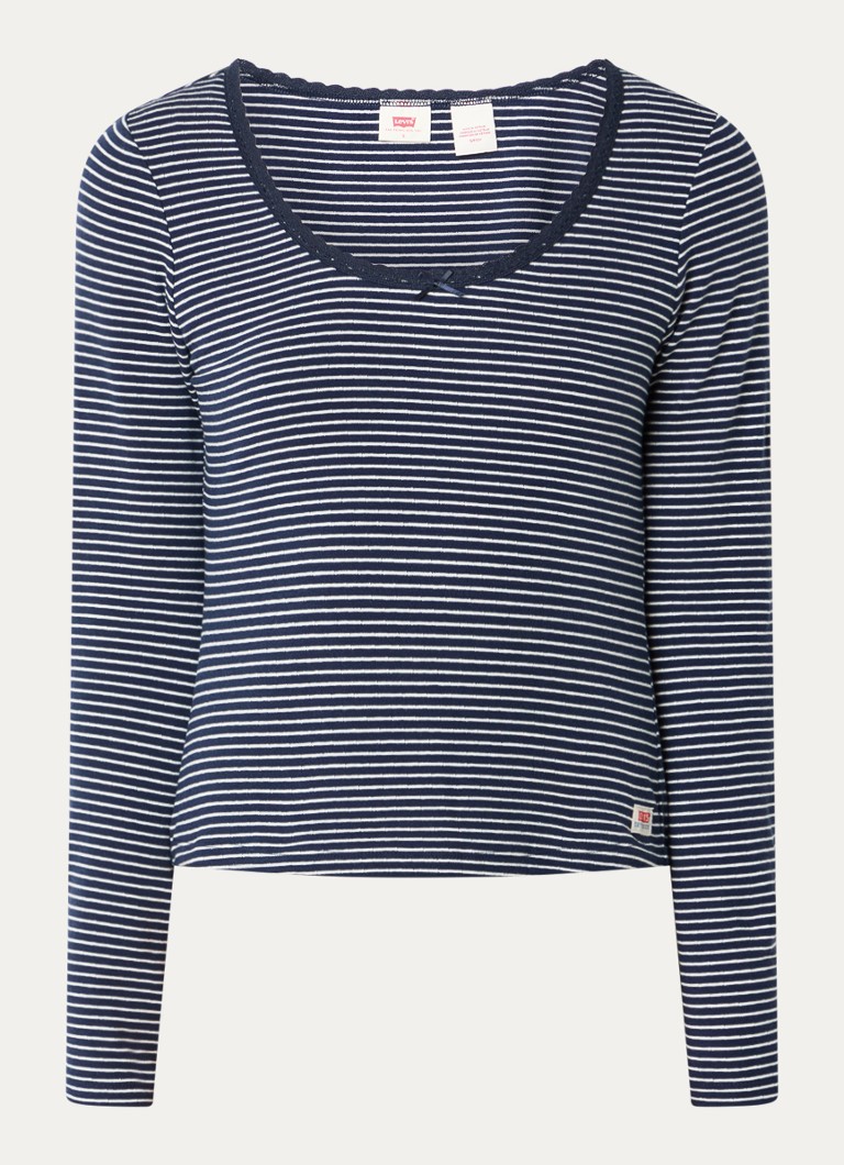 Levi's Dames Top met details van kant en streepprint in de kleur Donkerblauw