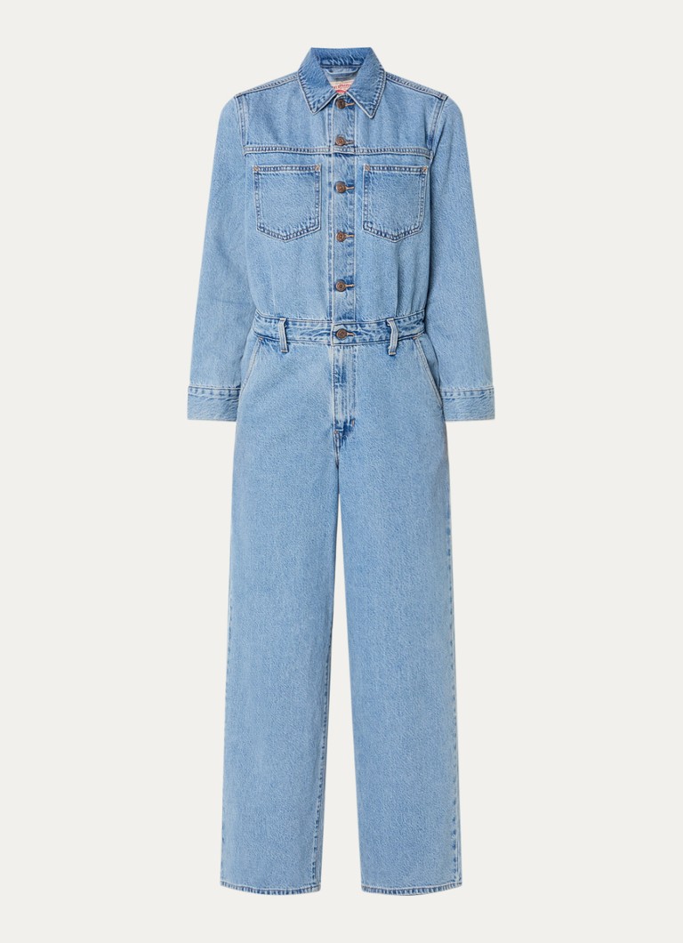 Levi's Dames Heritage straight fit jumpsuit van denim met steekzakken in de kleur Indigo