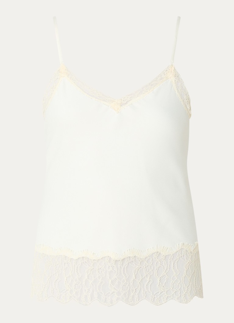Levi's Dames Lynn Cami top van satijn met details van kant in de kleur Gebroken wit