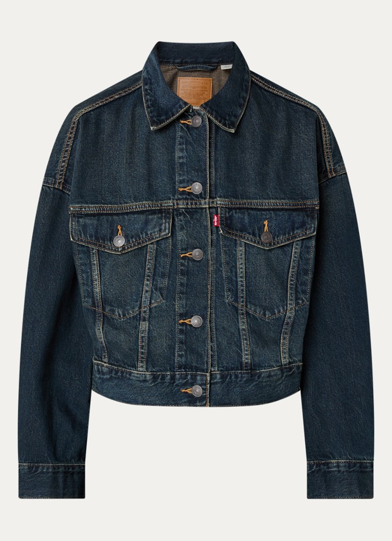 Levi's Dames Cropped spijkerjas met klepzakken in de kleur Indigo