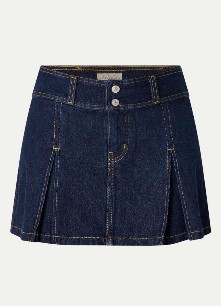 Levi's Dames Mini spijkerrok met plooidetail in de kleur Indigo