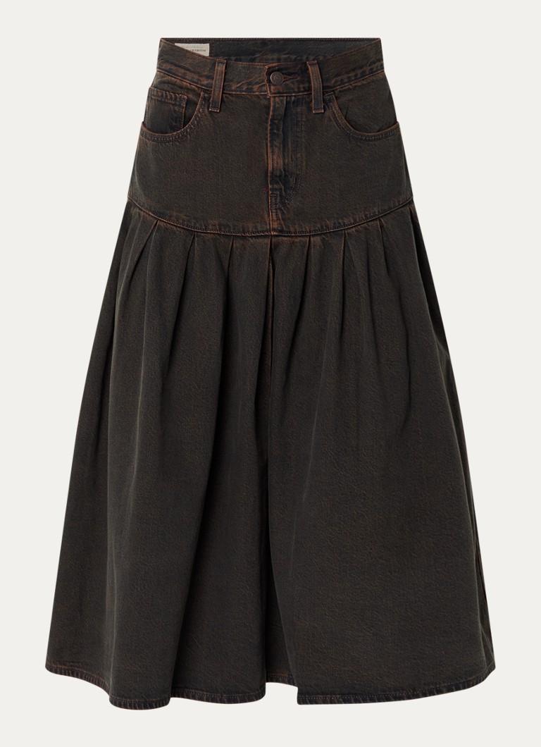 Levi's Dames Yoked midi spijkerrok met steekzakken in de kleur Bruin