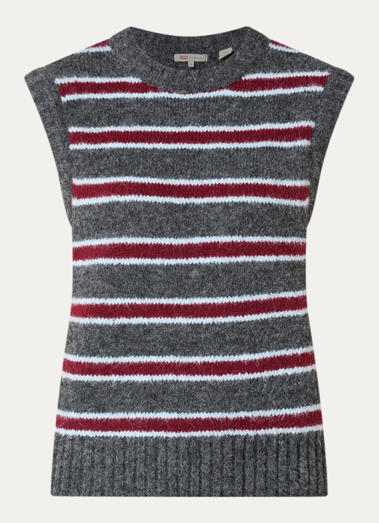 Levi's Dames Alice spencer in wolblend met streepprint in de kleur Donkergrijs