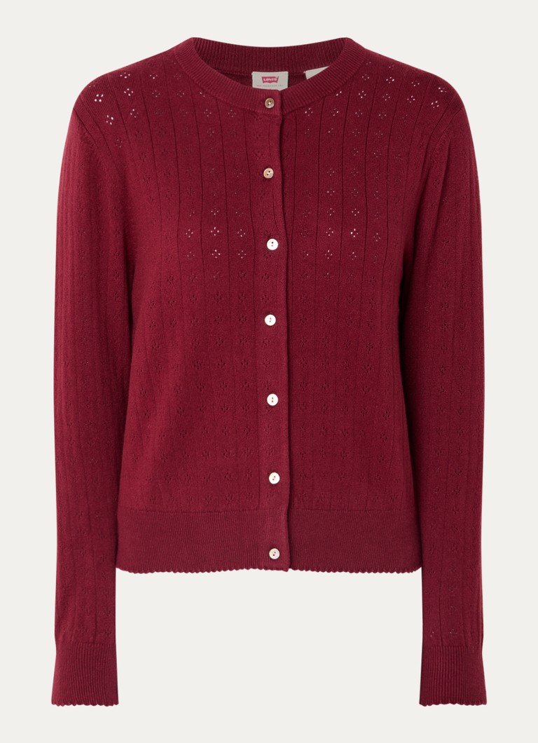 Levi's Dames Fijngebreid vest met ronde hals in de kleur Bordeauxrood