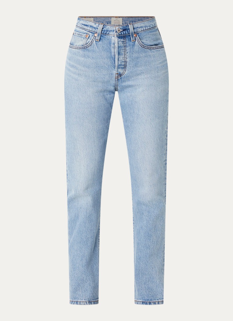 Levi's Dames 501 high waist slim fit jeans met lichte wassing in de kleur Indigo