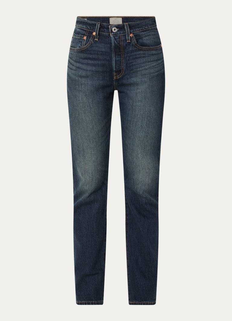 Levi's Dames 501 straight fit jeans met donkere wassing in de kleur Indigo