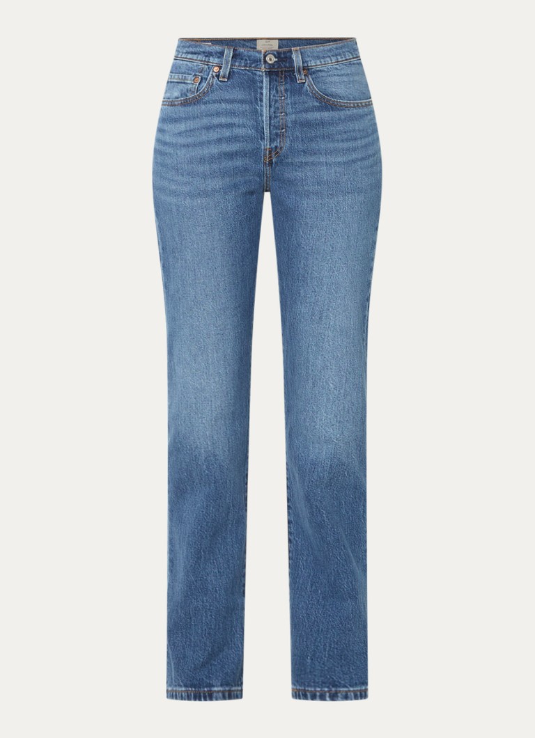 Levi's Dames 501 slim fit jeans met medium wassing in de kleur Indigo