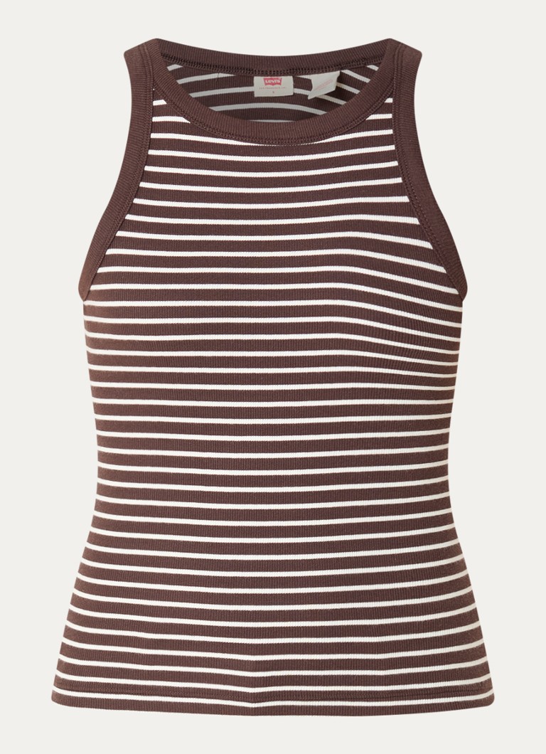 Levi's Dames Tanktop met streepprint in de kleur Donkerbruin