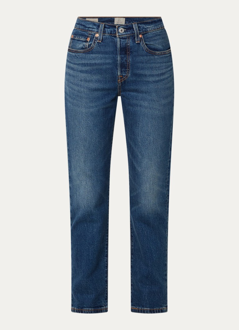 Levi's Dames 501 high waist slim fit cropped jeans met donkere wassing in de kleur Indigo