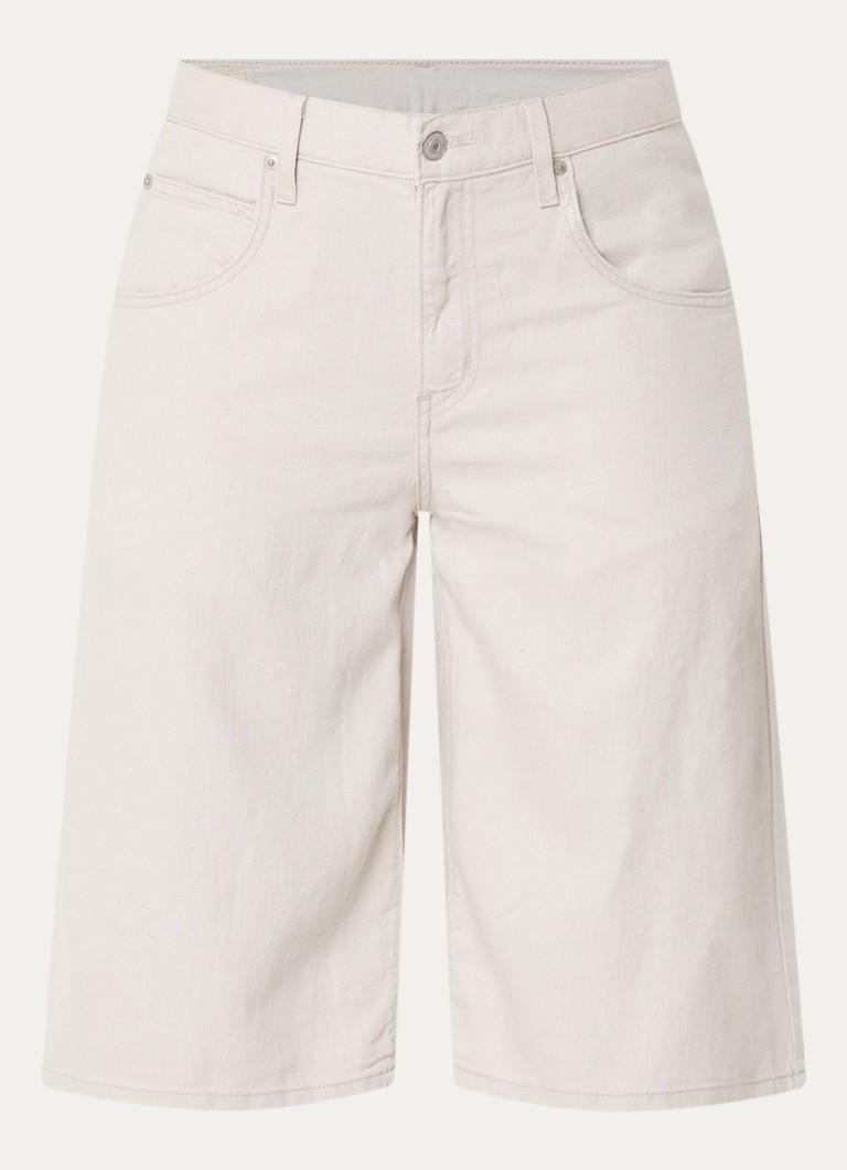 Levi's Dames High waist wide fit korte broek in linnenblend met steekzakken in de kleur Lichtgrijs