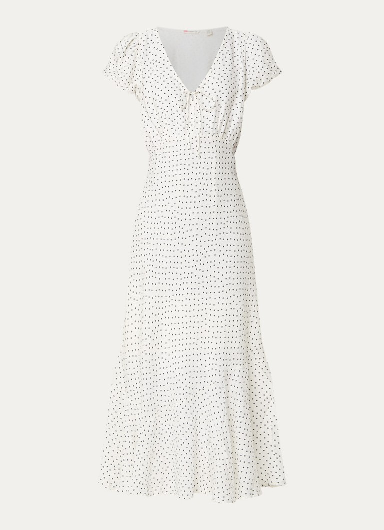 Levi's Dames Lira midi jurk met stippenprint in de kleur Gebroken wit
