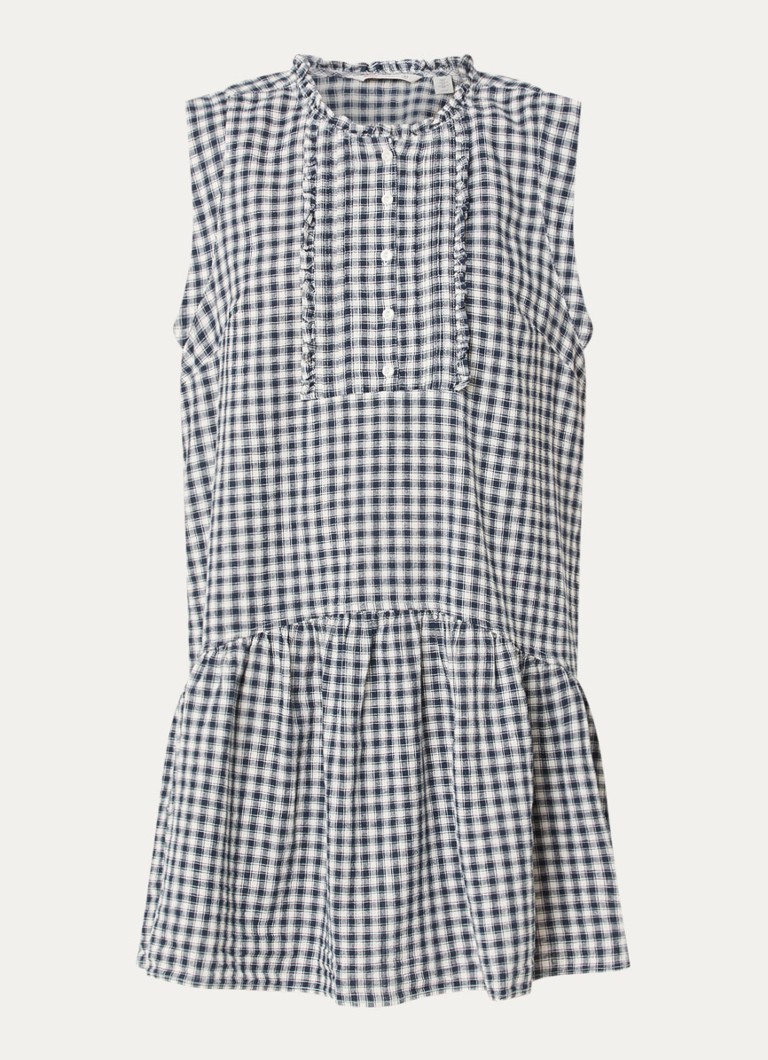 Levi's Dames Solara mini blousejurk met ruitdessin in de kleur Donkerblauw