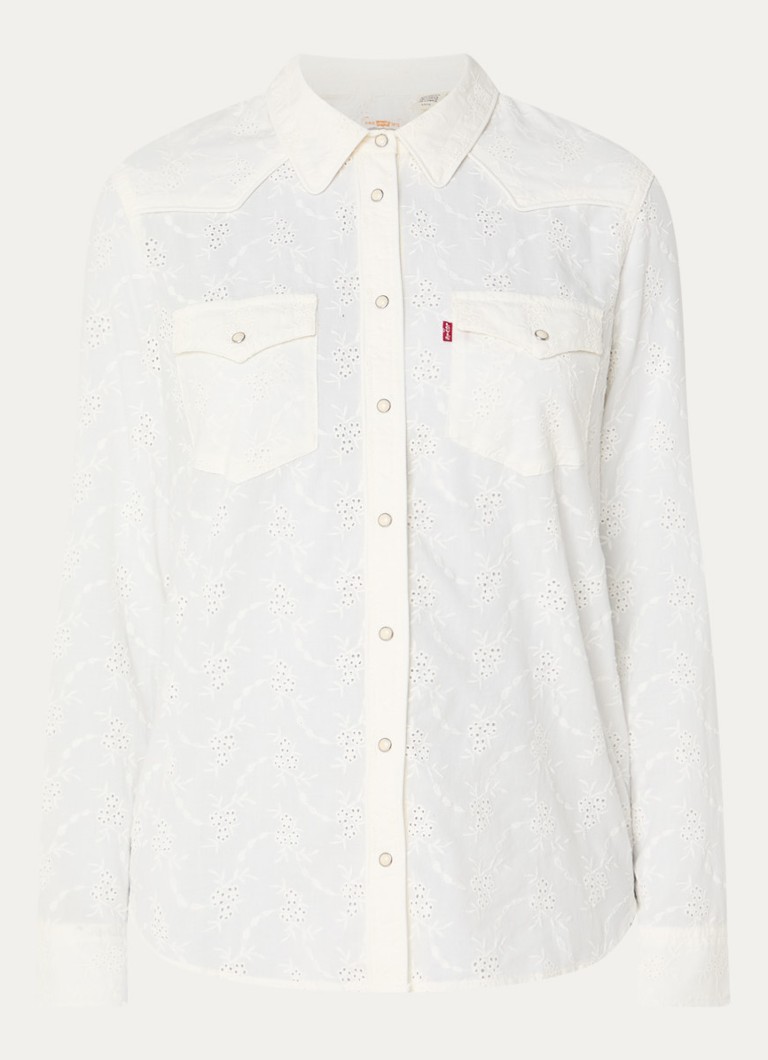 Levi's Dames Blouse met broderie en borstzakken in de kleur Beige