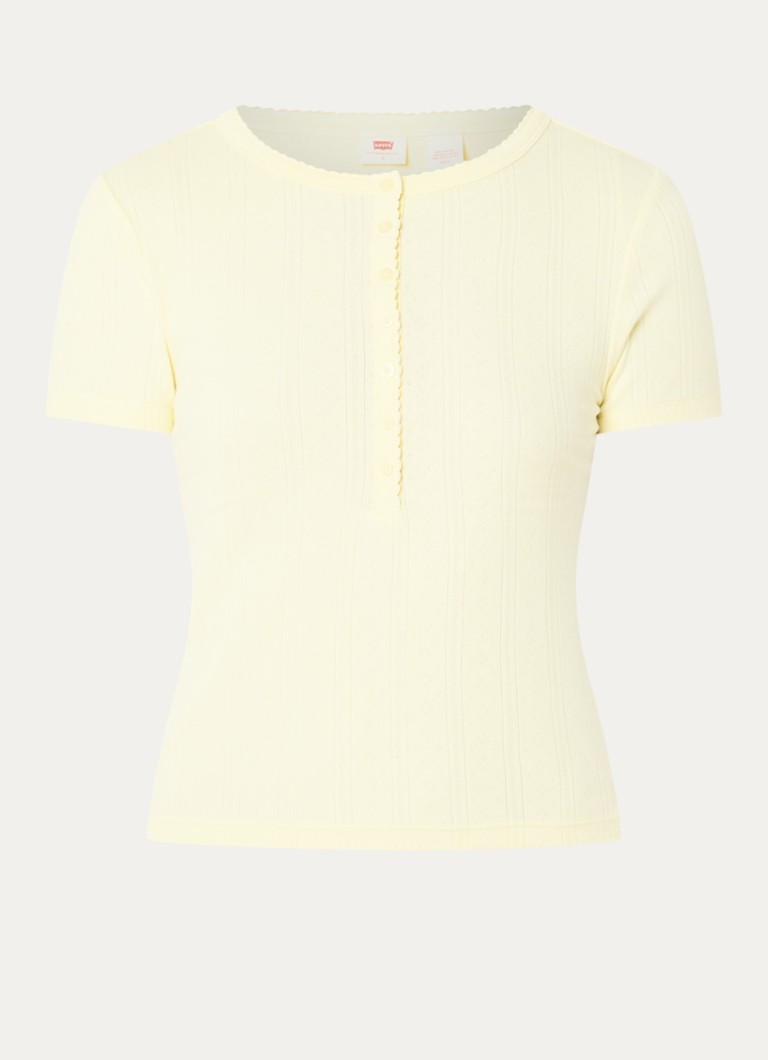 Levi's Dames Fijngebreide crop top met opengewerkt dessin in de kleur Lichtgeel