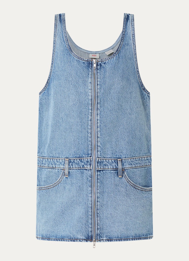 Levi's Dames Denim mini jurk met ritsdetail en steekzakken in de kleur Indigo
