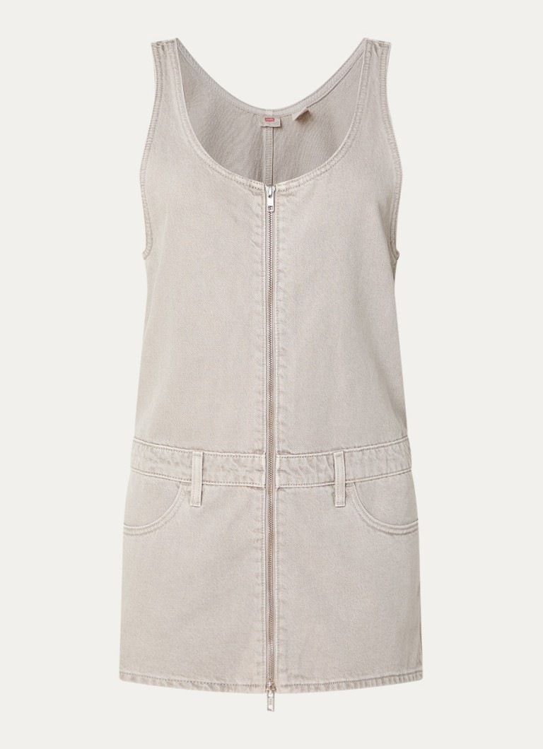 Levi's Dames Mini denim jurk met ronde hals in de kleur Lichtgrijs