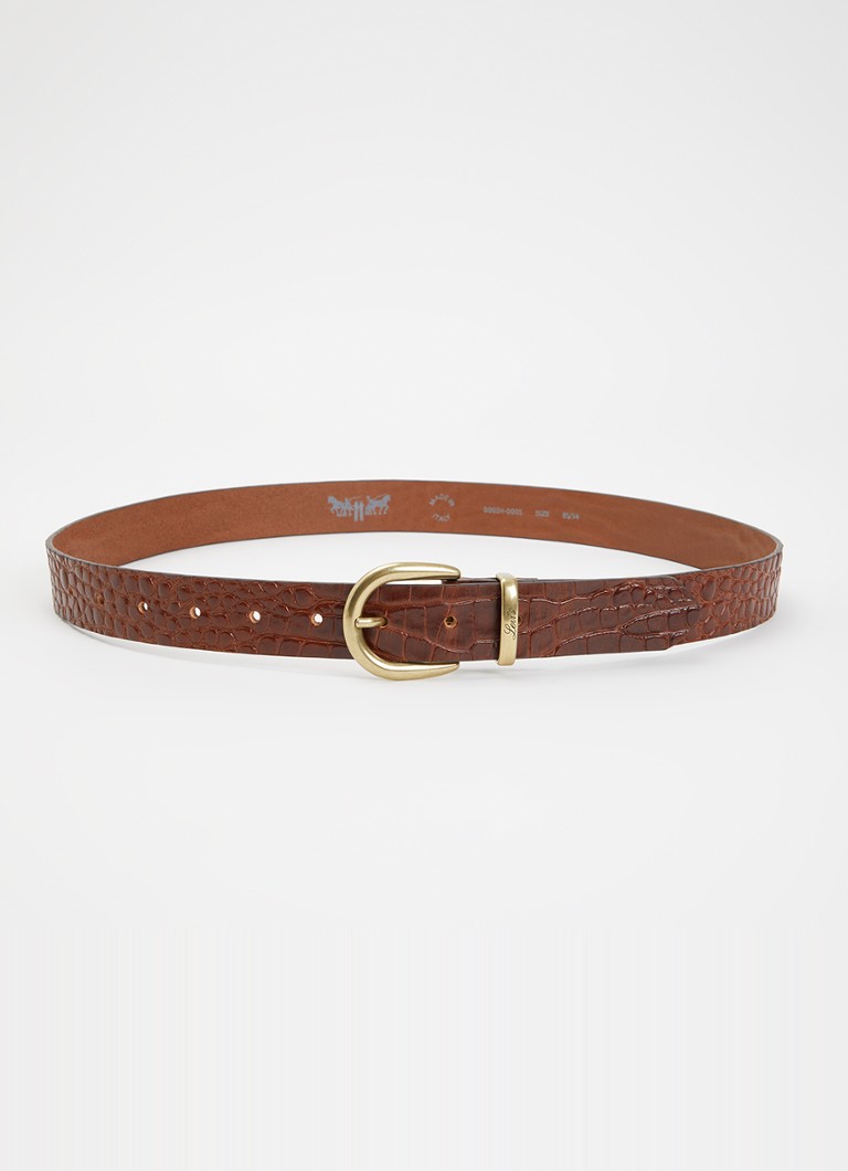 Levi's Dames Phoebe riem van leer met crocostructuur in de kleur Cognac