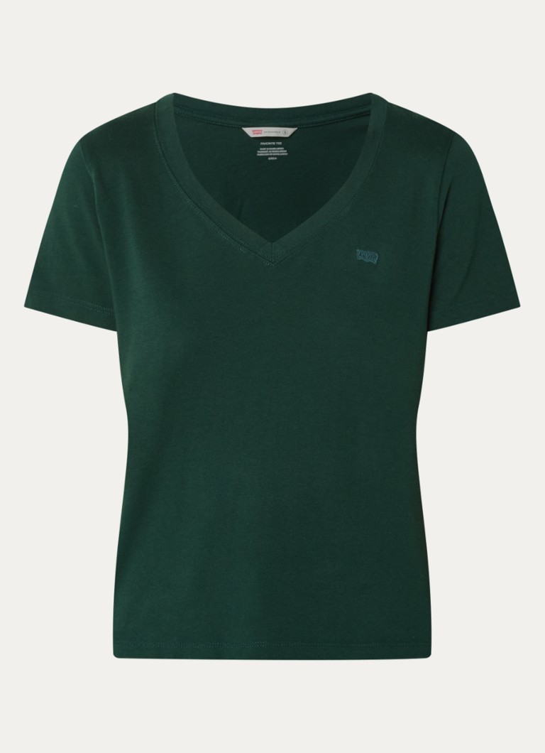 Levi's Dames T-shirt met V-hals in de kleur Groen