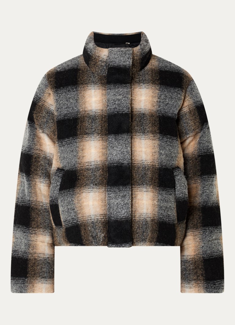 Levi's Dames Brynn puffer jack in wolblend met ruitdessin in de kleur Lichtbruin