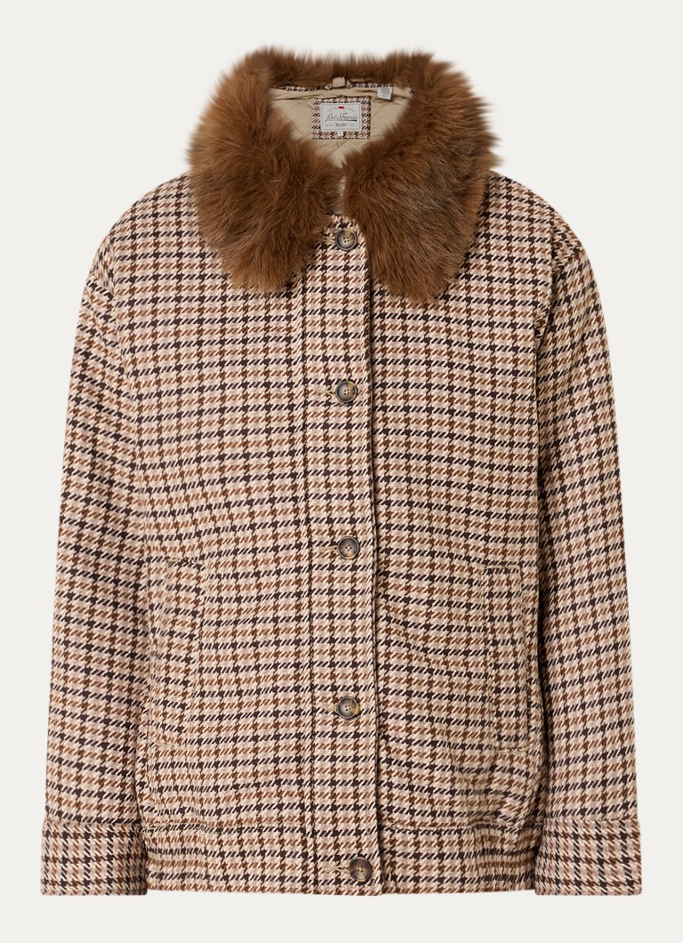 Levi's Dames Billie gewatteerd jack in wolblend met ruitdessin en afneembare kraag van imitatiebont in de kleur Bruin