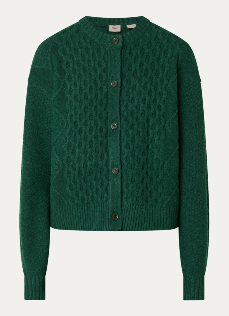 Levi's Dames Charlotte fijngebreid vest in wolblend in de kleur Donkergroen