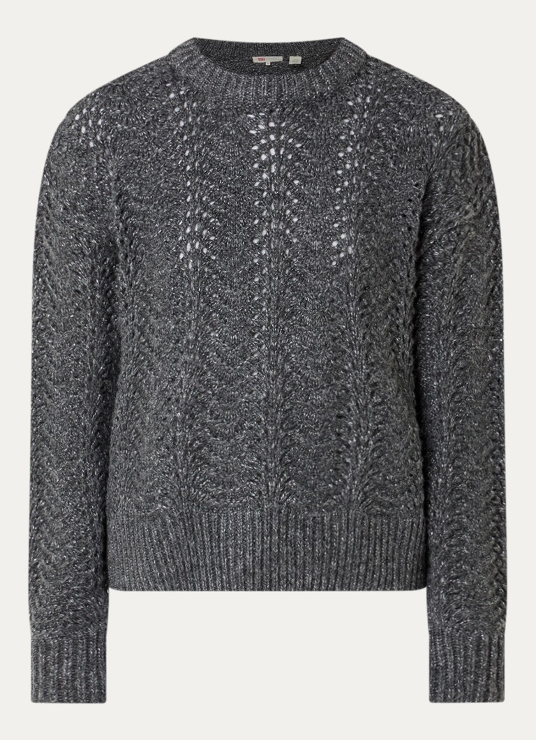 Levi's Dames Charlotte grofgebreide trui in wolblend met lurex in de kleur Donkergrijs