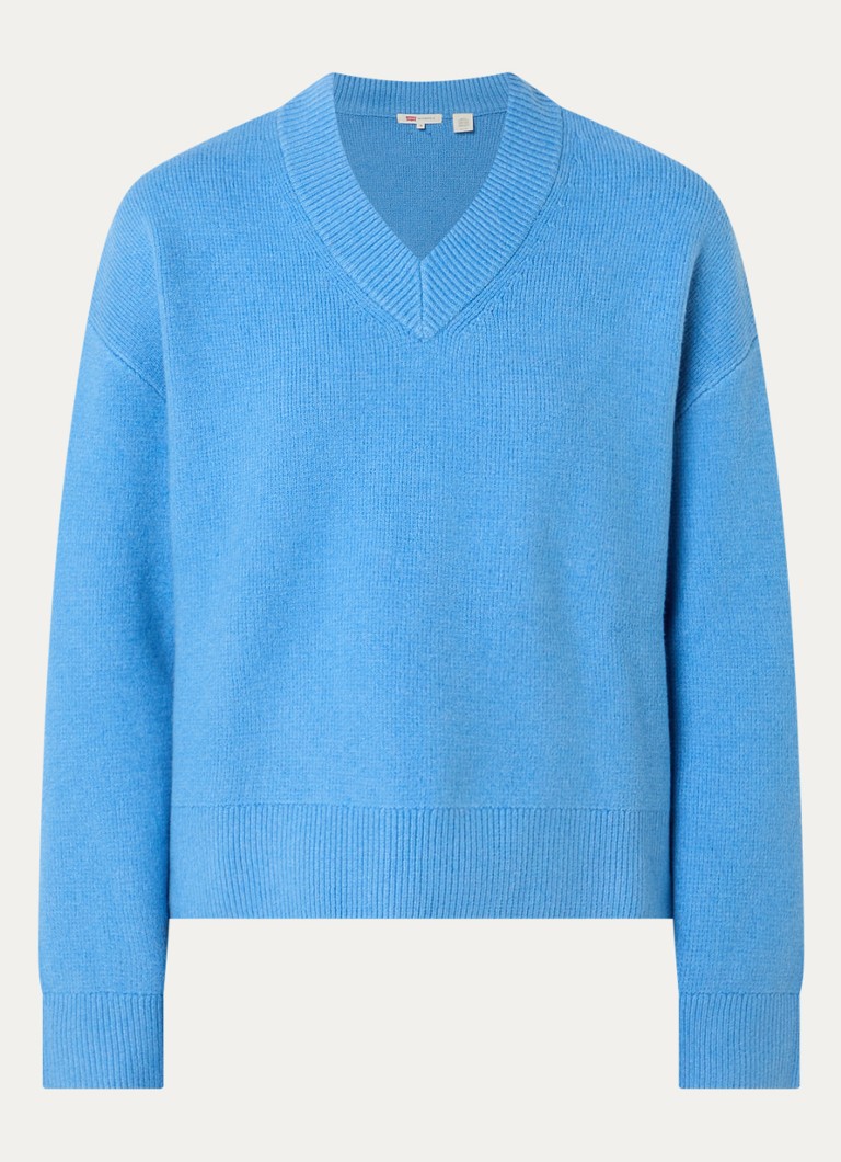 Levi's Dames Fijngebreide trui met V-hals in de kleur Blauw