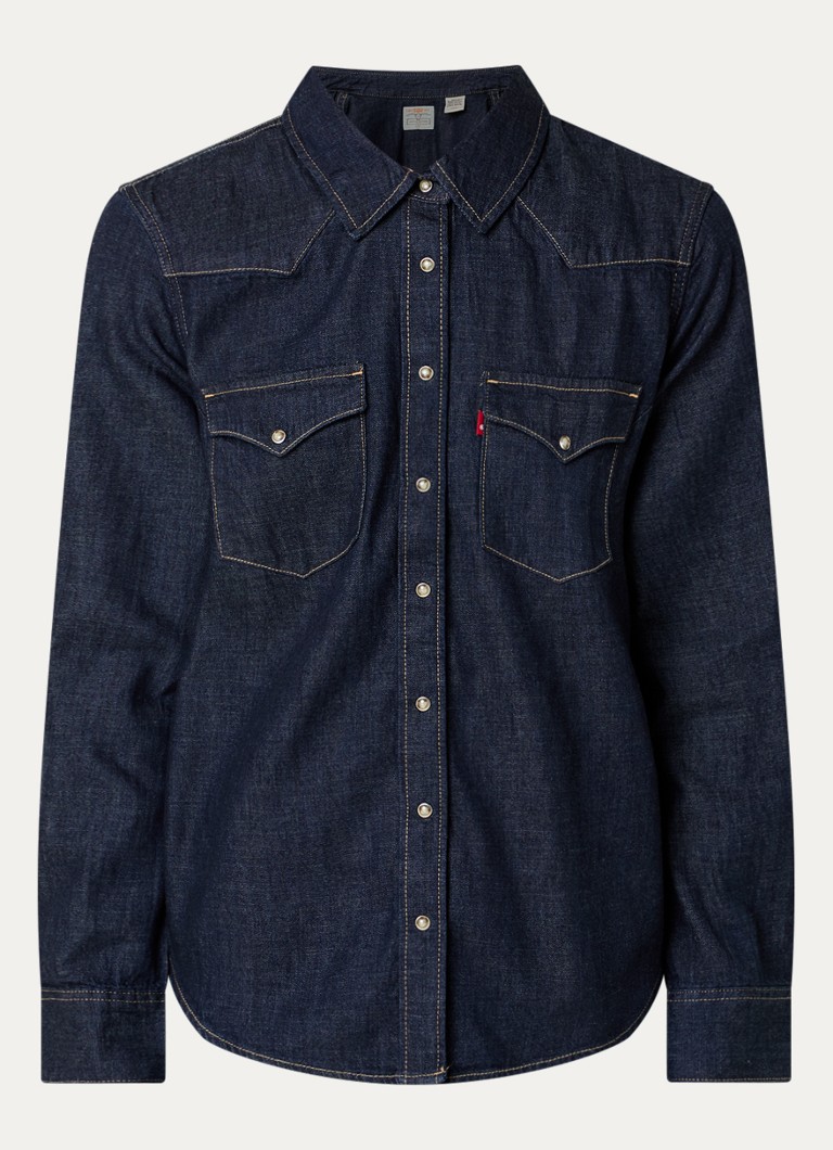 Levi's Dames Heritage Western blouse van denim met borstzakken in de kleur Indigo