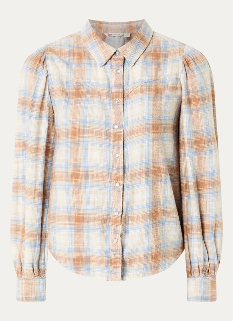 Levi's Dames Blouse met ruitdessin in de kleur Beige