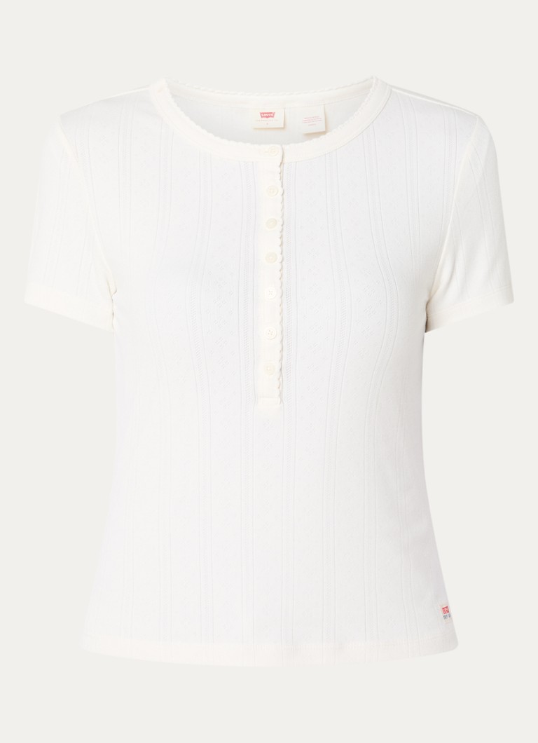Levi's Dames Top met ronde hals in de kleur Gebroken wit