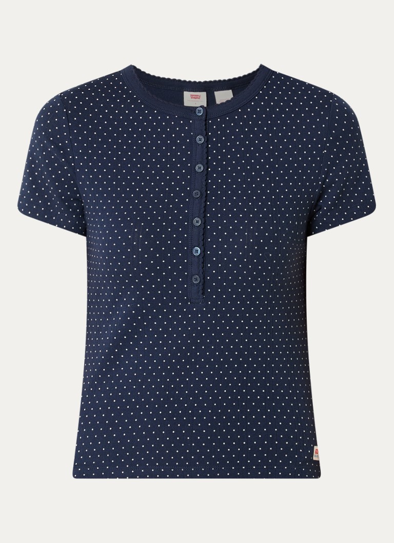 Levi's Dames Top met stippenprint in de kleur Donkerblauw