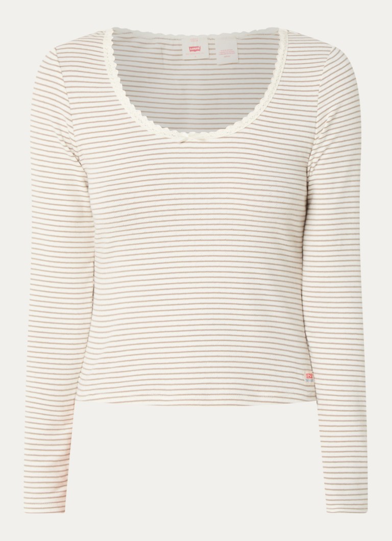 Levi's Dames Dry Goods longsleeve met streepprint in de kleur Beige