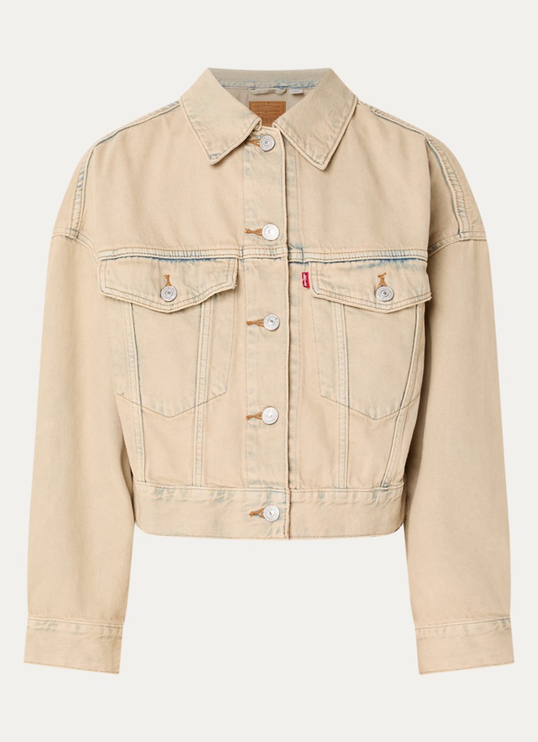 Levi's Dames Cropped jack met verwassen afwerking in de kleur Beige