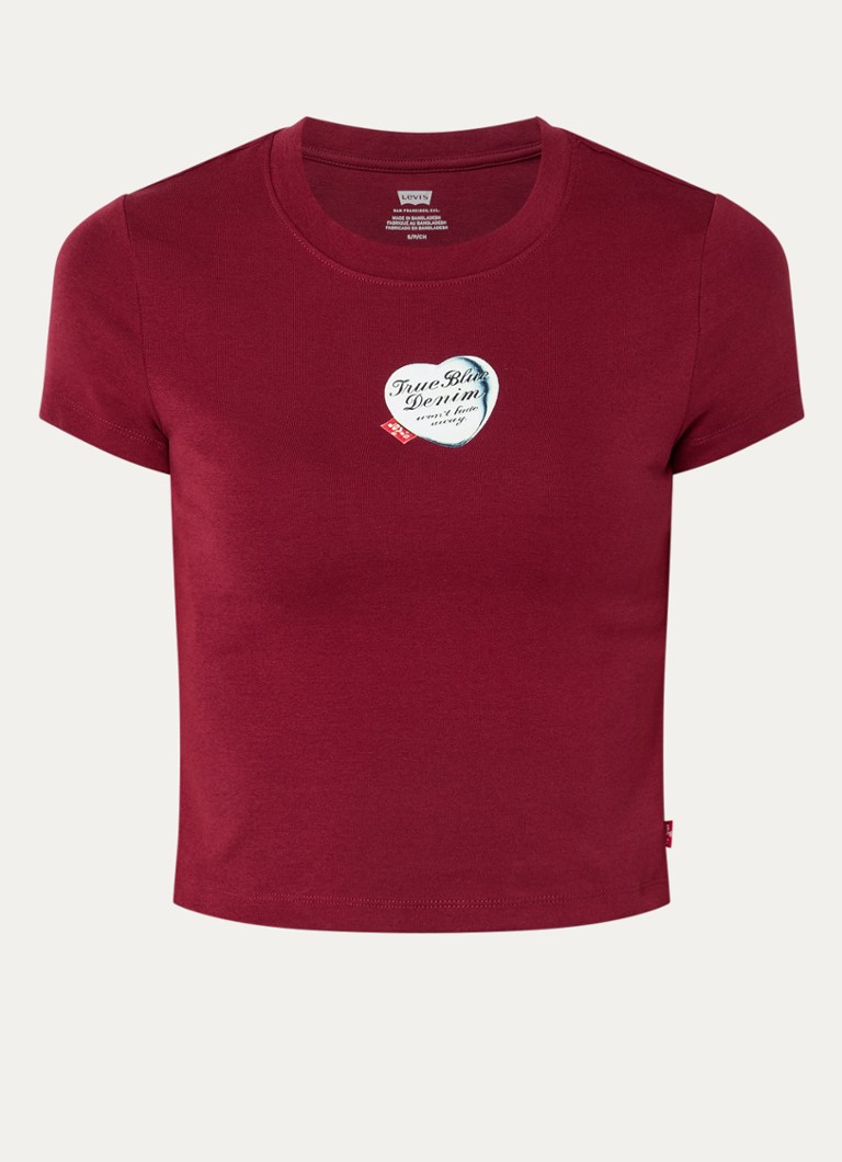Levi's Dames T-shirt met logo in de kleur Donkerrood