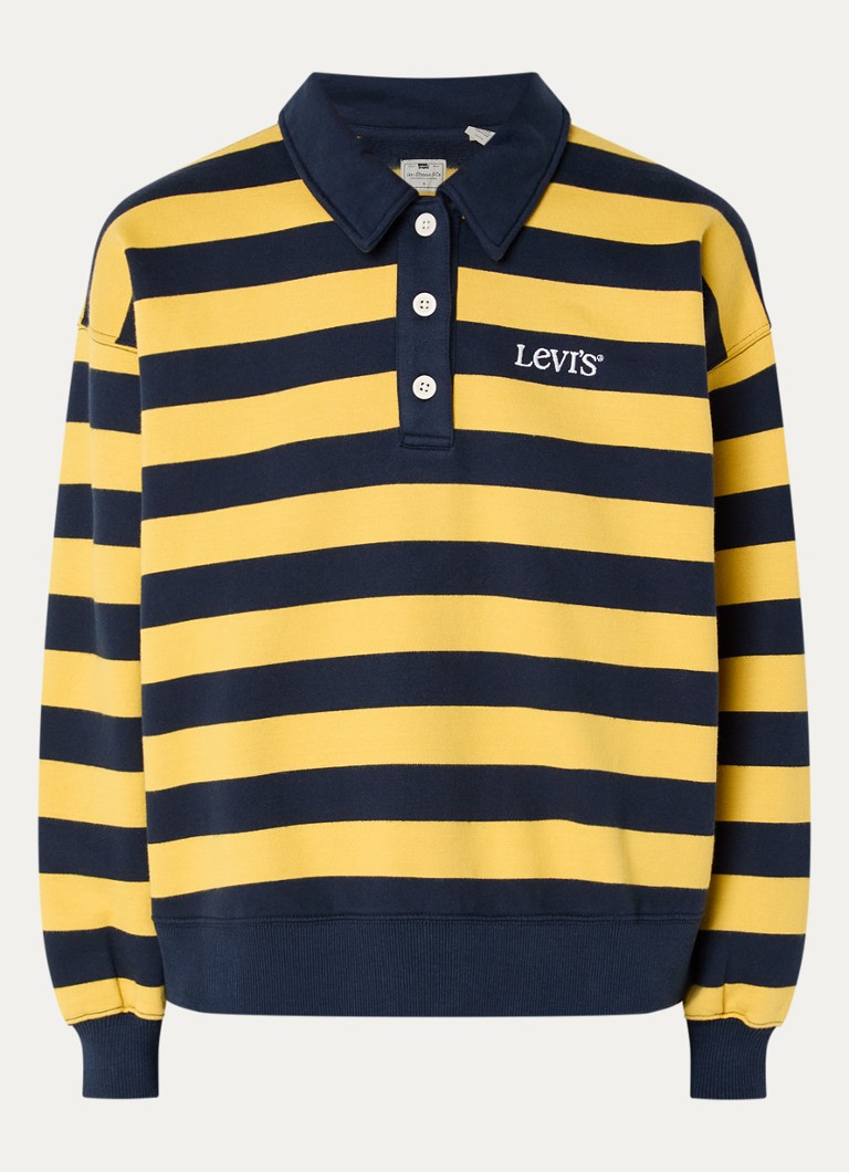 Levi's Dames Sweater met polokraag en logoborduring in de kleur Donkerblauw