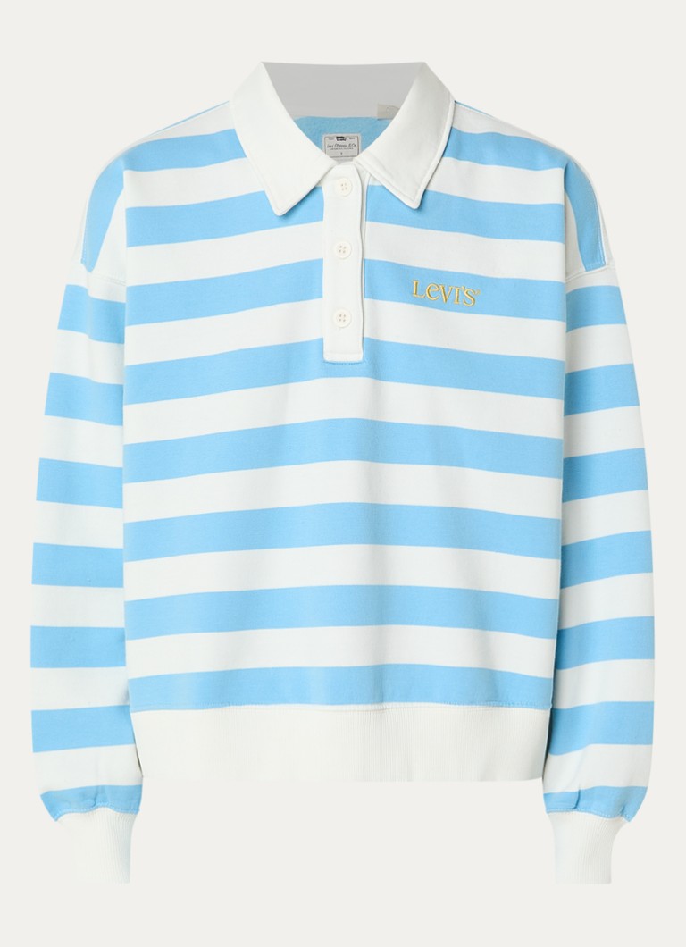 Levi's Dames Sweater met polokraag en logoborduring in de kleur Lichtblauw