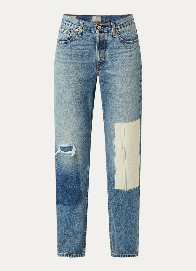 Levi's Dames 501 high waist slim fit jeans met medium wassing in de kleur Indigo