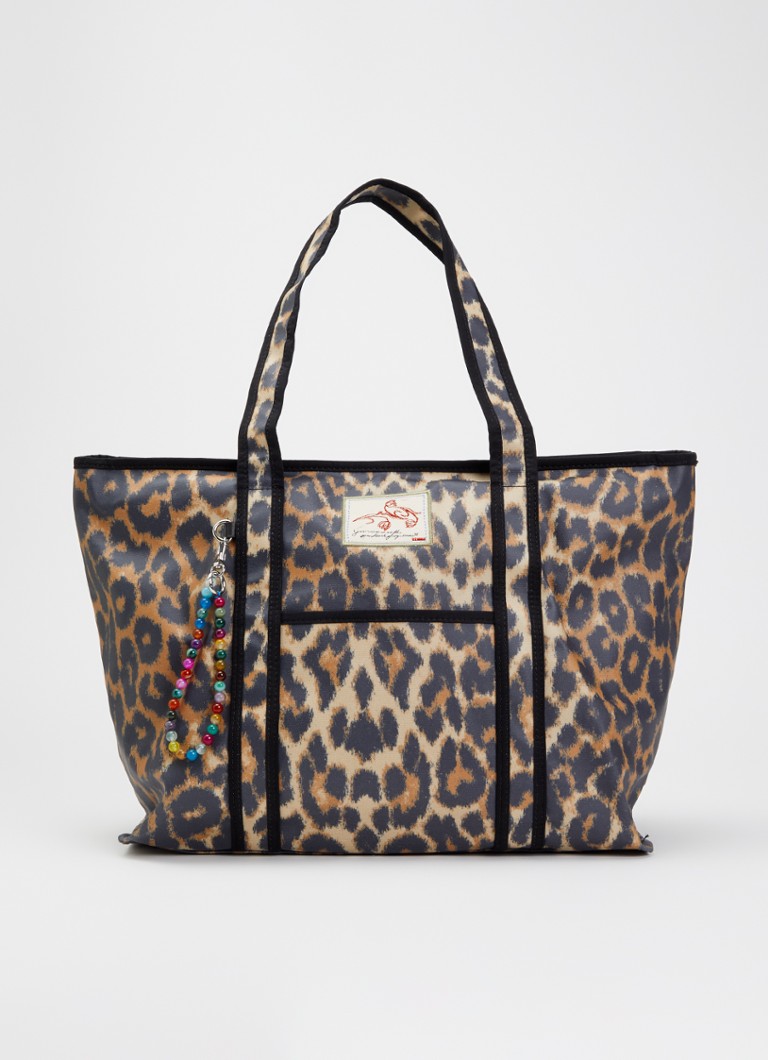 Becksöndergaard Dames Aubrey shopper met panterprint in de kleur Camel, maat: ONE SIZE